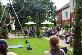 Great Oaks care home in Bournemouth recently opened its doors to the community to provide unique entertainment, including an aerial hoop display and Milo the dancing dog.
